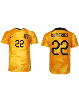 Billige Nederland Denzel Dumfries #22 Hjemmedrakt VM 2022 Kortermet